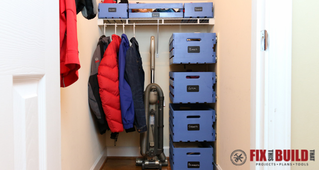 DIY Sliding Wood Crate Storage