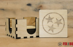 Custom Laser Wood Coaster Set