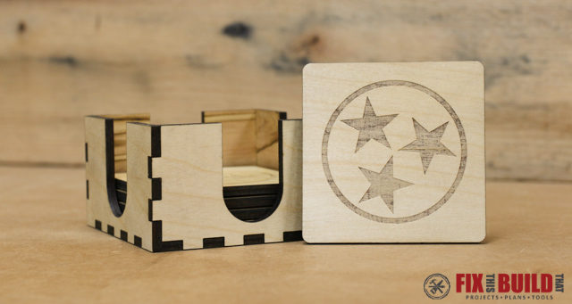 Custom Laser Wood Coaster Set Custom Laser Wood Coaster Set