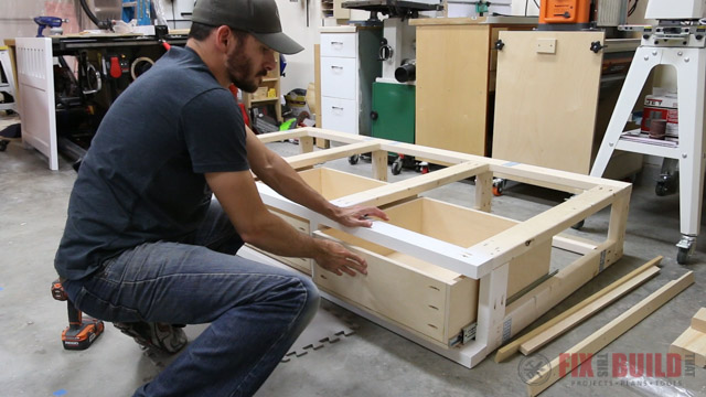 Homemade bed deals frame with drawers