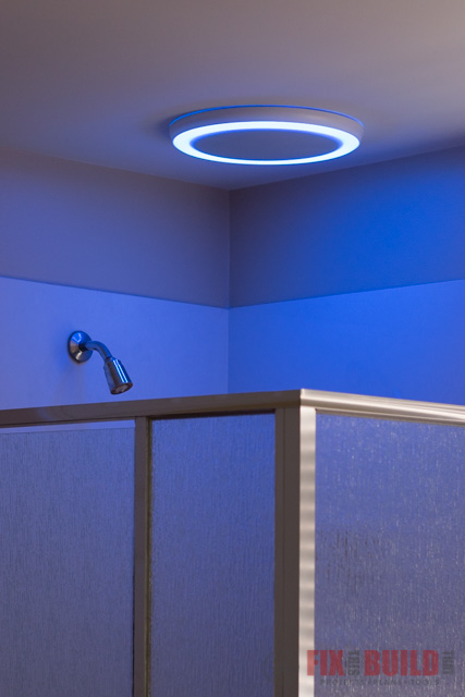LED night light on bathroom fan