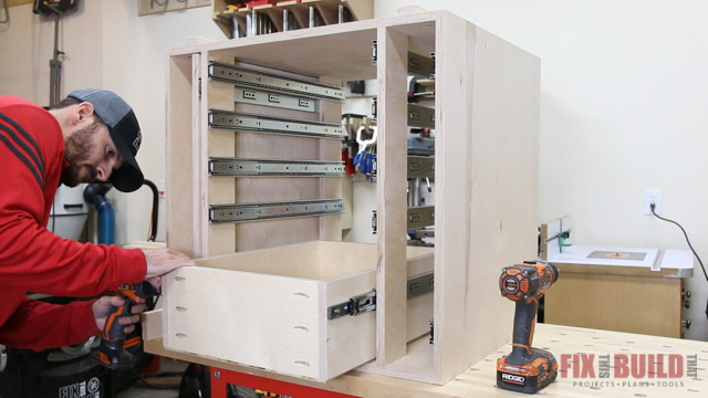 installing drawers in a cabinet