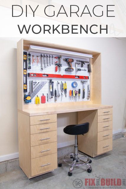 Diy Garage Workbench With Storage, Garage Cabinet Workbench Plans