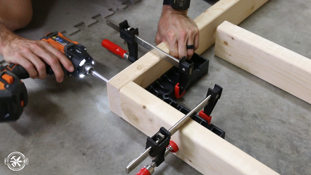 attaching clamps and screwing boards together