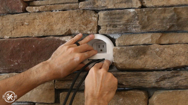 how to hide cable wires on brick fireplace