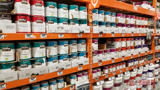 BEHR paint on shelves at Home Depot