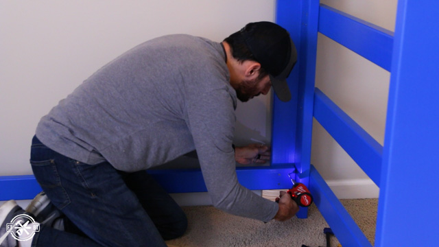 screwing in stretchers to the diy loft bed