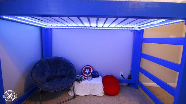 LED lights under diy loft bed