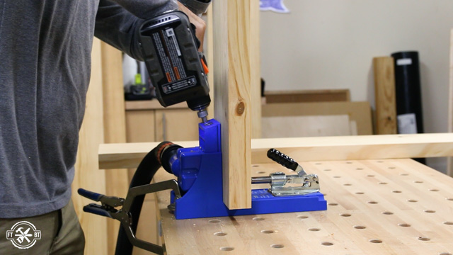 using kreg K4 to drill pocket holes into wood