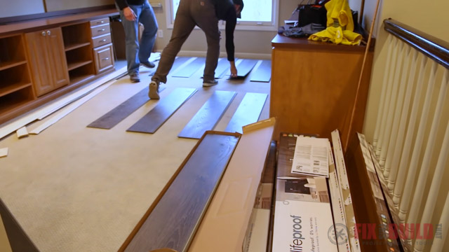 different piles of vinyl plank flooring
