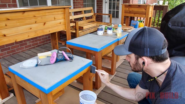 applying varnish to outdoor furniture