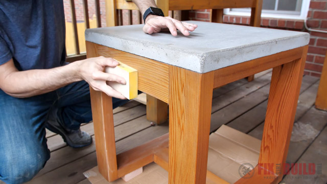 sanding wooden outdoor furniture