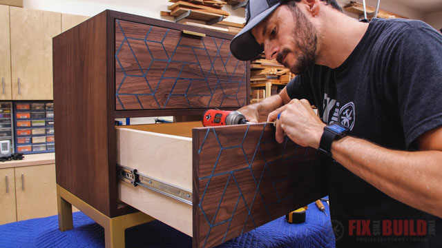 Adding drawer pulls to nightstand