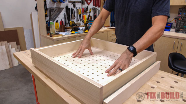 adding pegboard to drawer