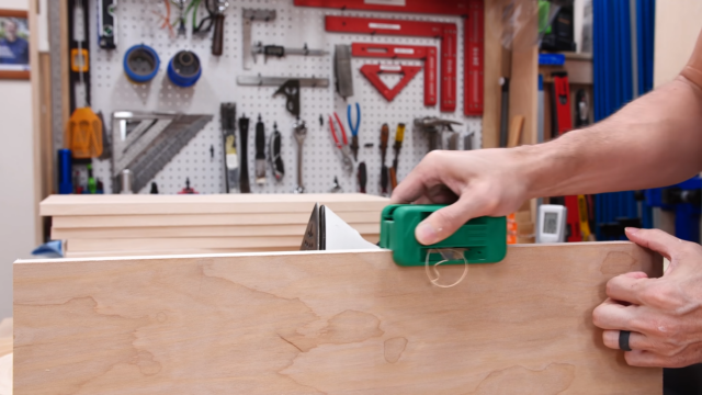 using a double edge trimmer to trim egde banding 