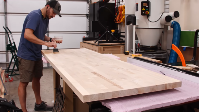 putting finish on the butcher block counter top