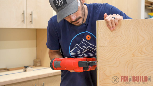 using nail gun to attach wood